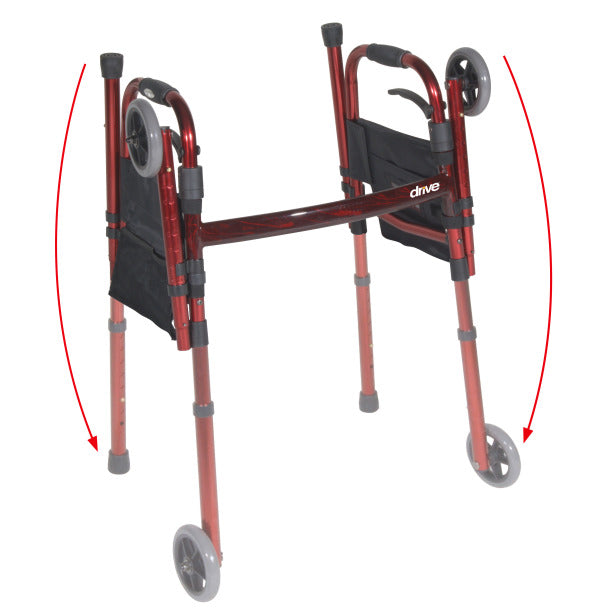 Drive Medical Deluxe Folding Travel Walker with 5" Wheels