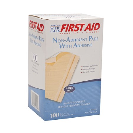 American White Cross First Aid - Adhesive Dressing 2 X 3 Inch Polyester / Rayon / Film Rectangle Tan Sterile - 7665033