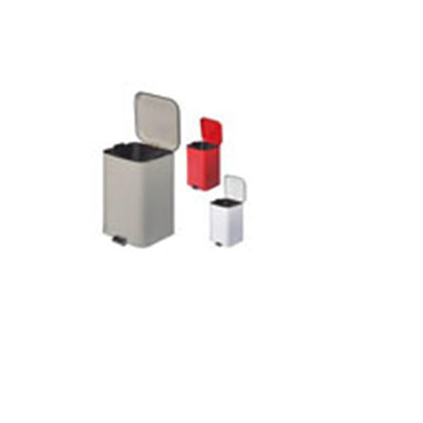 Brewer Company Can Trash Ss/Enml Fnsh 8Gal Step-On Pedal Overlapping Lid Red Square Each - 35267
