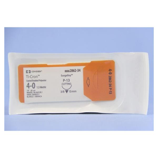 Medtronic MITG-Covidien Suture 4-0 Polyester P-13 Ti-Cron White 18" Braid 12/Ca - 8886286234