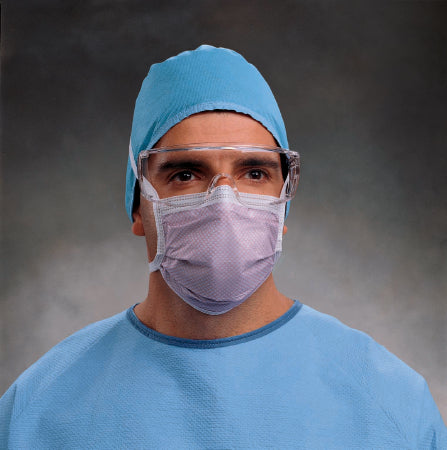 O&M Halyard Inc FluidShield Surgical Mask Pleated Tie Closure One Size Fits Most Blue / Orange - 62113