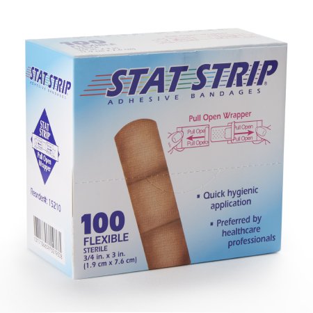 American White Cross Stat Strip - Adhesive Strip 3/4 X 3 Inch Fabric Rectangle Tan Sterile - 15210