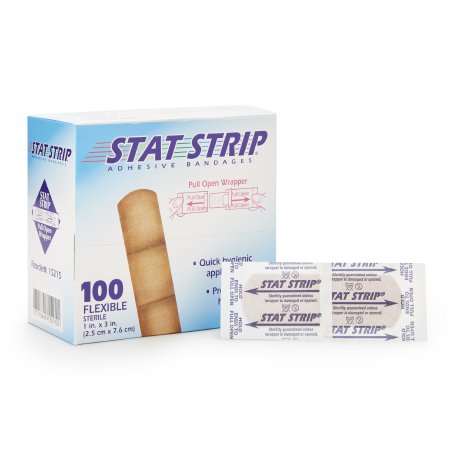 American White Cross Stat Strip - Adhesive Strip 1 X 3 Inch Fabric Rectangle Tan Sterile - 15215