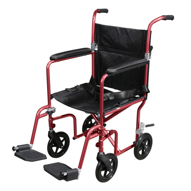 Drive Medical Deluxe Fly-Weight Aluminum Transport Chair with Removable Casters