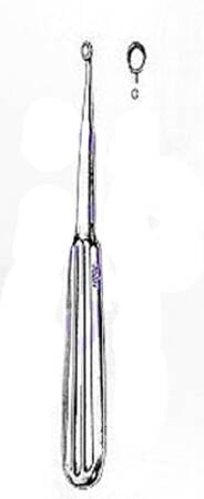Miltex Miltex Dermal Curette 6-1/4 Inch Length Single-ended Hollow Handle with Grooves Size 0 Tip Oval Cup Tip - 33-12