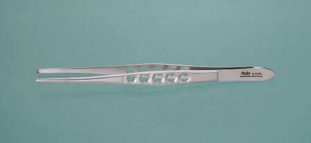 Miltex MeisterHand Tissue Forceps 5-1/2 Inch Surgical Grade Stainless Steel (German) NonSterile NonLocking Thumb Handle Straight 1 X 2 Teeth - H6-44