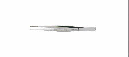 Miltex MeisterHand Dressing Forceps 5 Inch Surgical Grade Stainless Steel (German) NonSterile NonLocking Thumb Handle Straight Serrated Tips - H6-6
