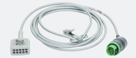Vyaire Medical Multi-Link Cable 12 Foot, 3-Leads ECG Maternal, AHA, Rectangular Connector - 1553AAO