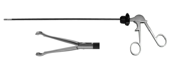 Elmed Style B: Rotatable One-Piece Instrument with Flush Port - Babcock Grasper, Fenestrated Tip, 30mm Jaw