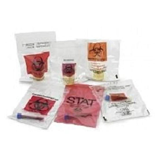 Cardinal - Specimen Transport Bag with Document Pouch 6 X 9 Inch Zip Closure STAT / Biohazard Symbol / Storage Instructions NonSterile - CH6X9STAT