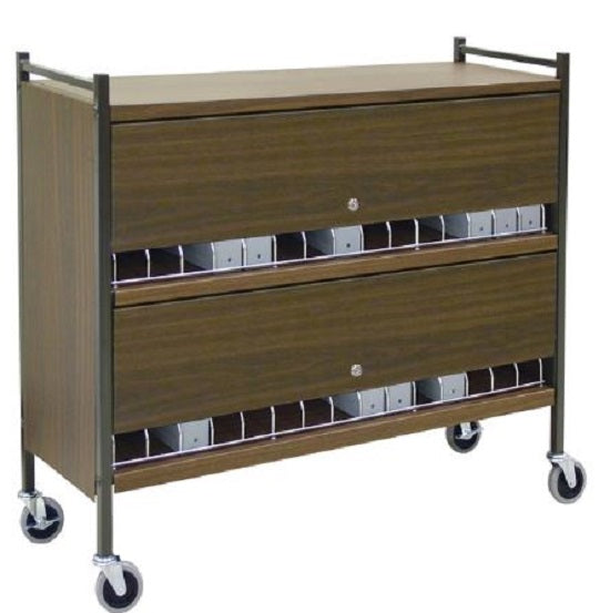 Omnimed Extra Wide Privacy Style Chart Rack (Wired Dividers & Lockable), Beige