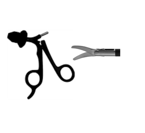 Elmed 5mm Scissors and Biopsy Forceps 33cm, Metzenbaum Scissors, Curved, Short Blade 12mm Tip - Insulated Handles