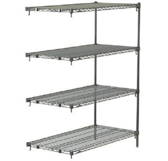 Metro Crash Super Adjustable Super Erecta 4-Shelf and 5-Shelf Industrial Wire Shelving Add-On Units - Chrome