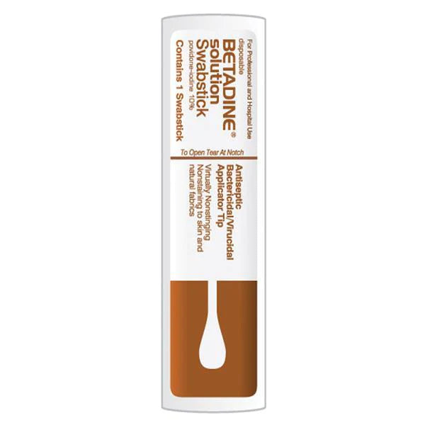 Betadine - Impregnated Swabstick 10% Strength Povidone-Iodine Individual Packet NonSterile - BSWS1S