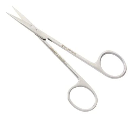 Euro-Med - Dissecting Scissors Iris 4-1/2 Inch Length Stainless Steel Finger Ring Handle Curved Sharp Tip / Sharp Tip - 62143
