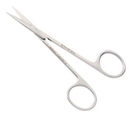 Cooper Surgical Euro-Med Dissecting Scissors Iris 4-1/2 Inch Length Stainless Steel Finger Ring Handle Curved Sharp/Sharp - 62143