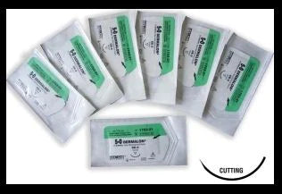 Dermalon - Suture with Needle Nonabsorbable Uncoated Blue Suture Monofilament Nylon Size 2 - 0 18 Inch Suture 1-Needle 26 mm Length 3/8 Circle Conventional Cutting Needle - 88861744-51