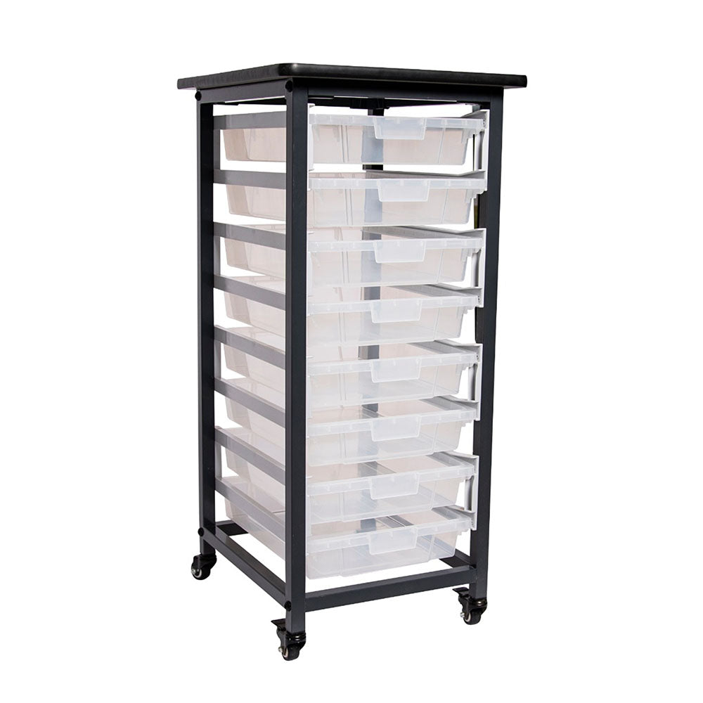 US Plastic Corp. Single Row Luxor Mobile Bin Storage Unit with Bins