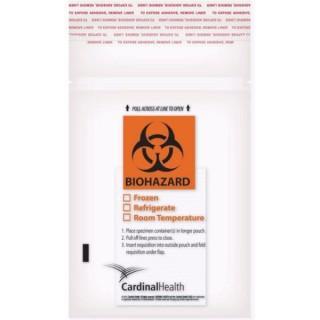 Cardinal - Specimen Transport Bag with Document Pouch 6 X 9 Inch Zip Closure Biohazard Symbol / Storage Instructions NonSterile - CH6X9YLWF