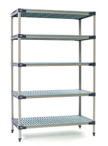 Metro Crash Max 4 4-Shelf and 5-Shelf Plastic Industrial Shelving Starter Units
