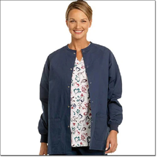 Fashion Blend - Warm-Up Jacket Navy Blue Large Hip Length Reusable - 6724-L