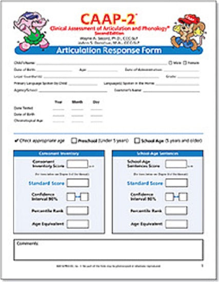 Pro-ed CAAP-2: Articulation Response Forms (25) by Wayne Secord, JoAnn S. Donohue-15002