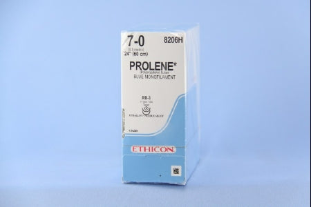 Prolene - Suture with Needle Nonabsorbable Uncoated Blue Suture Monofilament Polypropylene Suture Size 7 - 0 24 Inch Suture Double-Armed 11 mm Length 1/2 Circle Taper Point Needle - 8206H