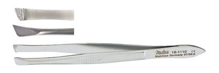 Miltex - Cilia Forceps Bergh 3-1/2 Inch Length OR Grade German Stainless Steel NonSterile NonLocking Thumb Handle Straight Serrated Tip - 18-1110