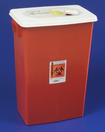 Cardinal SharpSafety Sharps Container 1-Piece 26 H X 18-1/4 W X 12-3/4 D Inch 18 Gallon Red Hinged Lid - 8991