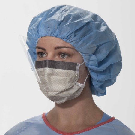 O&M Halyard Inc FluidShield Procedure Mask with Eye Shield Pleated Earloops One Size Fits Most Blue - 62116