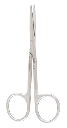 Miltex - Strabismus Scissors 4 Inch Length OR Grade German Stainless Steel NonSterile Finger Ring Handle Straight Blade Blunt Tip / Blunt Tip - 5-312