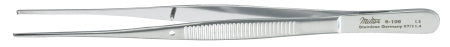 Miltex - Tissue Forceps Semken 5 Inch Length OR Grade German Stainless Steel NonSterile NonLocking Thumb Handle Straight Serrated Tips with 1 X 2 Teeth - 6-106