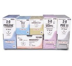 Coated Vicryl - Suture with Needle Absorbable Coated Violet Suture Braided Polyglactin 910 Size 9 - 0 12 Inch Suture Double-Armed 5.5 mm Length 1/2 Circle Spatula Needle - V449G