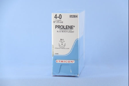 Prolene - Suture with Needle Nonabsorbable Uncoated Blue Suture Monofilament Polypropylene Suture Size 4 - 0 30 Inch Suture Double-Armed 22 mm Length 1/2 Circle Taper Point Needle - 8526H