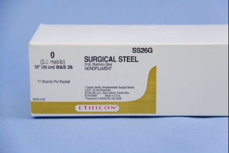 SUTUPAK - Suture without Needle Stainless Steel Nonabsorbable Size 0 18 Inch Suture - SS26G