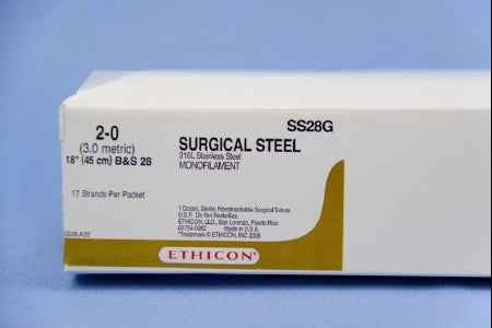 J & J Healthcare Systems SUTUPAK Suture without Needle Stainless Steel Nonabsorbable Size 2 - 0 18 Inch Suture - SS28G