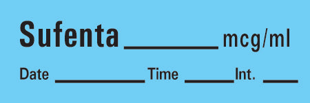 Precision Dynamics TimeMed Pre-Printed Label Timemed Anesthesia Label Sufenta Blue 1-1/2 X 1/2 Inch - AN-147