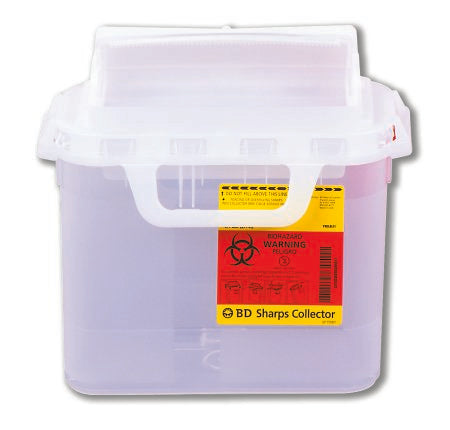 BD Gardian - Sharps Container 11-7/10 H X 16-3/5 W X 4-1/2 D Inch 5.4 Quart Pearl Base / Pearl Lid Horizontal Entry Counter Balanced Cylinder Lid - 305444