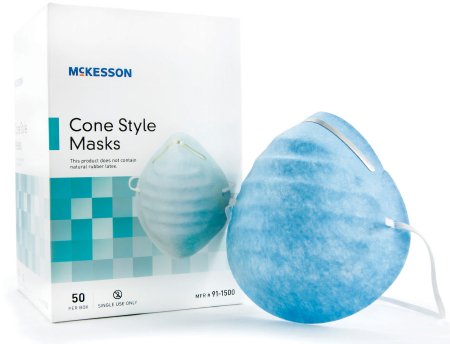 McKesson McKesson Procedure Mask Cone Elastic Strap One Size Fits Most Blue - 91-1500