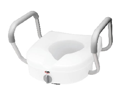 Apex-Carex Healthcare E-Z Lock Raised Toilet Seat with Arms 5 Inch Height White 300 lbs. Weight Capacity - FGB311C0 0000