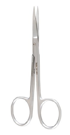Miltex - Iris Scissors 4 Inch Length OR Grade German Stainless Steel NonSterile Finger Ring Handle Straight Blade Sharp Tip / Sharp Tip - 18-1404