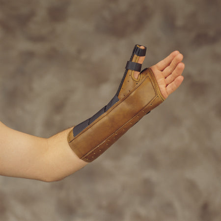 Deroyal - Wrist / Forearm Brace with Abducted Thumb DeRoyal Suede Leatherette Left Hand Brown Small - 5008-07