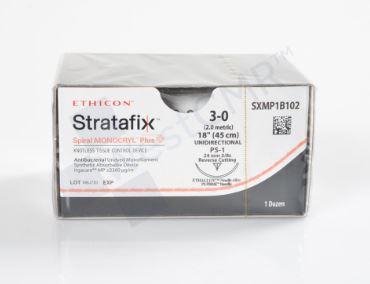J & J Healthcare Systems Monocryl Plus Suture with Needle Absorbable Uncoated Undyed Suture Poliglecaprone 25 with Irgacare MP Suture Size 3-0 45 cm Suture 1-Needle 24 mm Length 3/8 Circle Reverse Cutting Needle - SXMP1B102