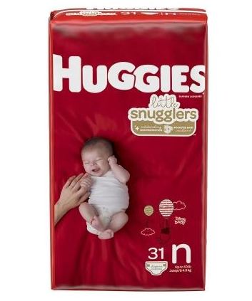 Kimberly Clark Huggies Little Snugglers Baby Diaper Tab Closure Newborn Disposable Moderate Absorbency - 49694