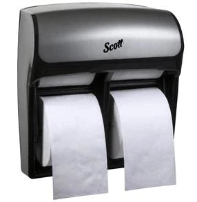 Scott Pro - Toilet Tissue Dispenser Silver Faux Stainless Steel Manual 4 Rolls Wall Mount - 44519