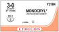 Monocryl - Suture with Needle Absorbable Uncoated Undyed Suture Monofilament Poliglecaprone Size 3 - 0 27 Inch Suture 1-Needle 22 mm Length 1/2 Circle Taper Point Needle - Y219H
