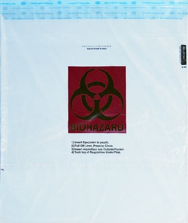 Minigrip Speci-Gard Specimen Transport Bag with Document Pouch 15 X 17 Inch Polyethylene Biohazard Symbol / Storage Instructions / Instructions for Use Adhesive Closure NonSterile - UF95-1517BIO