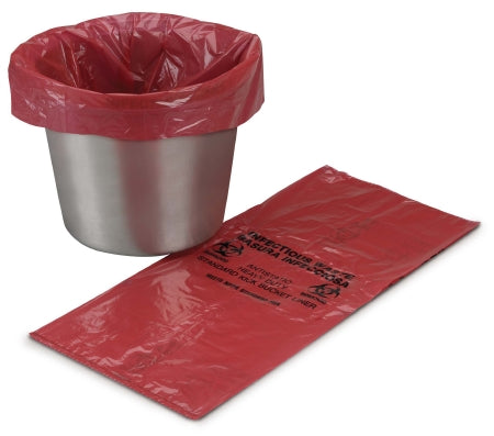 Medegen Medical Products - Kick Bucket Liner 7 gal. Red Bag Polyethylene 12 X 24 Inch - 50-02
