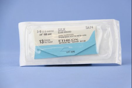 J & J Healthcare Systems Perma - Hand SUTUPAK Suture without Needle Braided Silk Nonabsorbable Coated Size 3 - 0 24 Inch Suture - SA74H