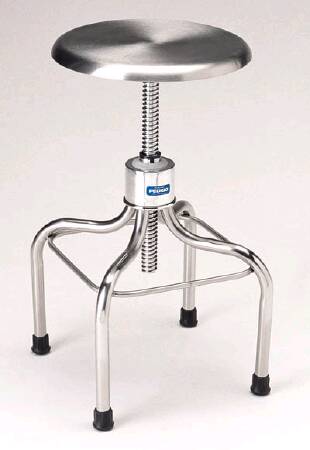 Pedigo Products Exam Stool Backless Spin Lift Height Adjustment 4 Casters, 2 Inch Diameter Stainless Steel - P-1037-W/C-SS